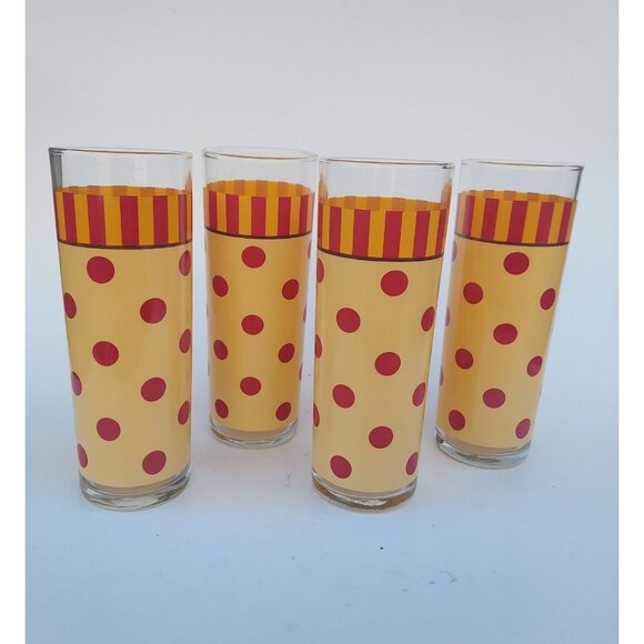 4 Gail Pittman Siena Polka Dot Tumblers VGC 12 fl oz - Picture 1 of 3